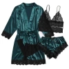 Customized cross-border trade one-piece consignment long-sleeved bathrobes, sexy and charming silk-like home wear, four-piece home wear Item Picture